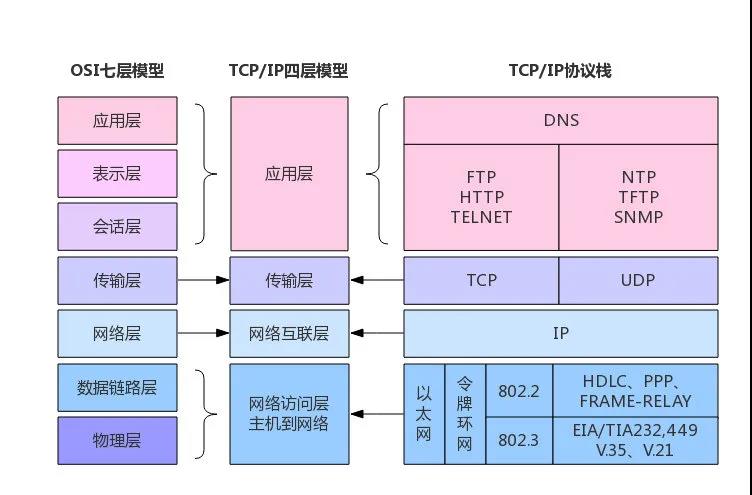ISO 七层模型和 TCP/IP 协议族分层关系